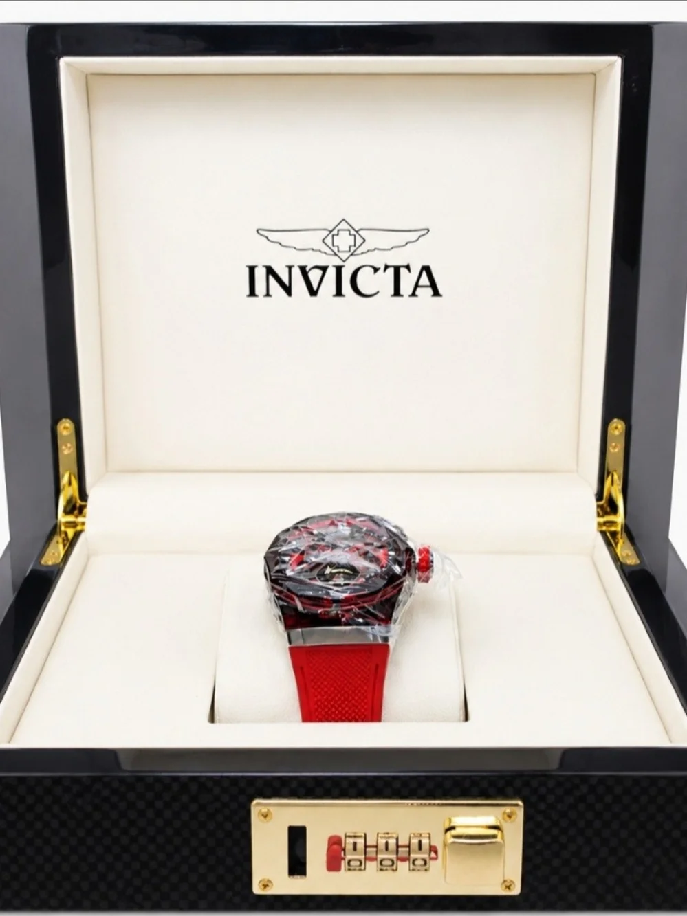 Invicta 69542 Celestial Orbitha Skeleton Dial Red Silicone Men's Watch NEW